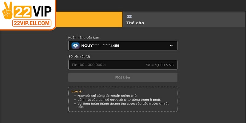Tuân thủ điều kiện rút tiền 22VIP đảm bảo nhận thưởng thành công